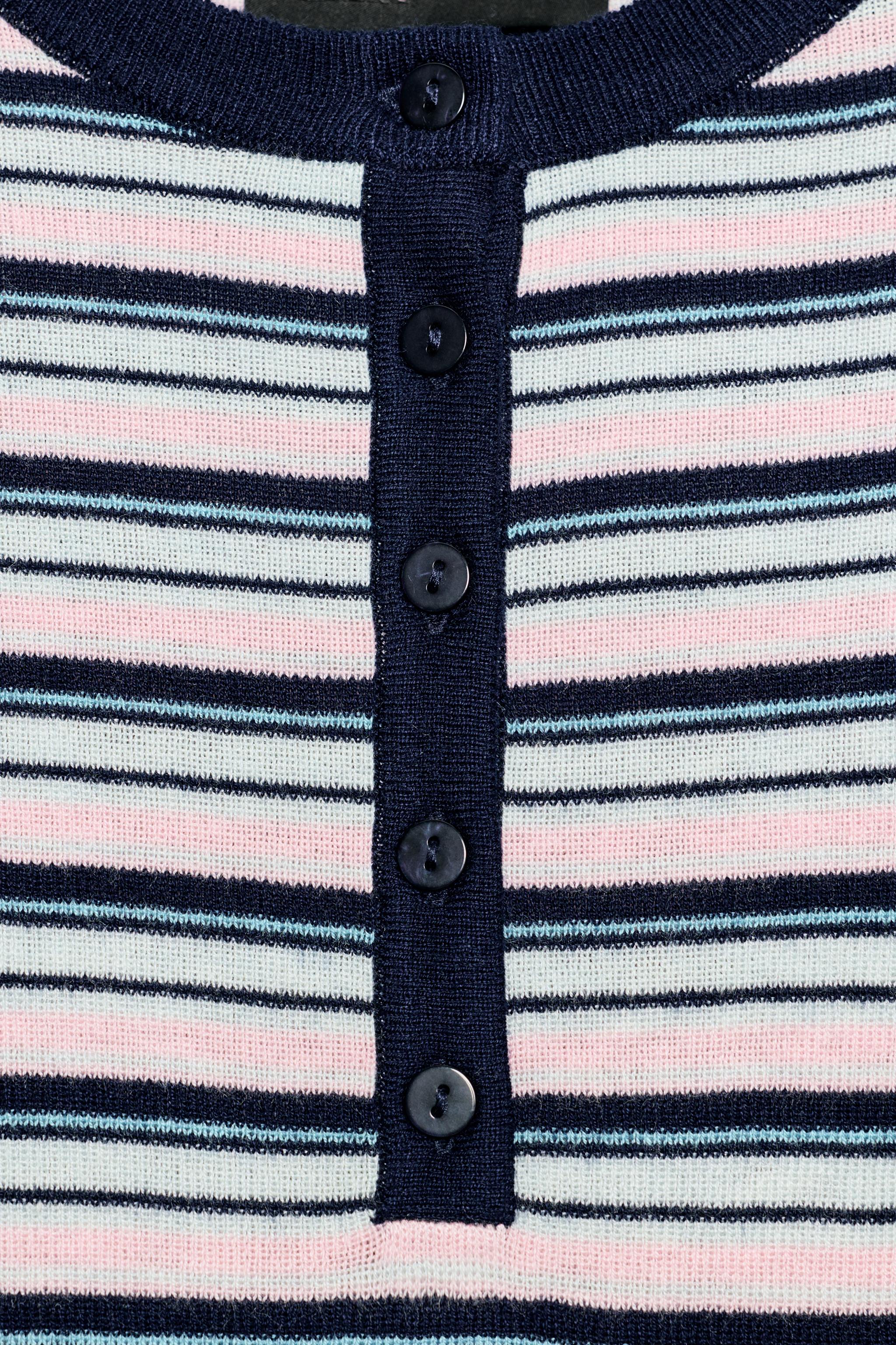 STRIPED KNIT BUTTON-UP JUMPER